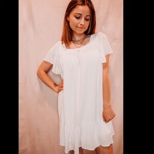 White mini shift dress